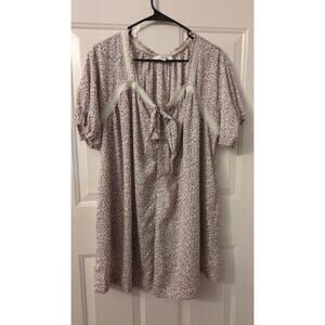 Emmie Rose LG Light Purple Floral Sleep Romper, Lace Trim, Cottage, Fairy, Boho